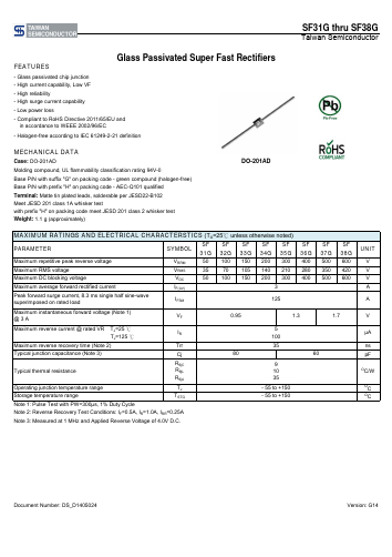 SF31G Datasheet PDF TSC Corporation