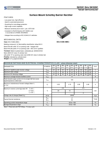 SK510C Datasheet PDF TSC Corporation