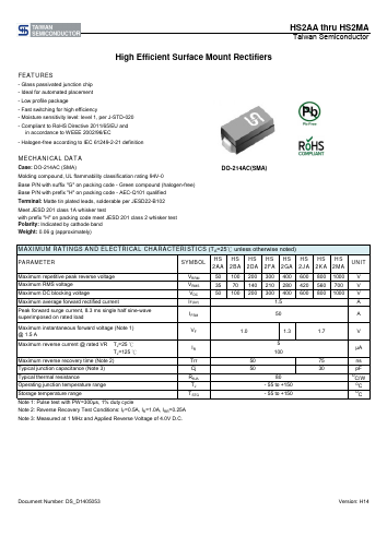 HS2KA Datasheet PDF TSC Corporation