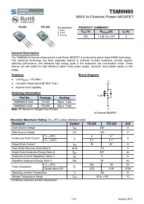 TSM9N90CZ Datasheet PDF TSC Corporation