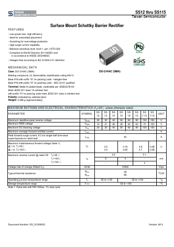 SS12HR3 Datasheet PDF TSC Corporation