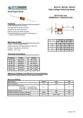 BAV21 Datasheet PDF TSC Corporation