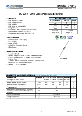 BY251G Datasheet PDF TSC Corporation