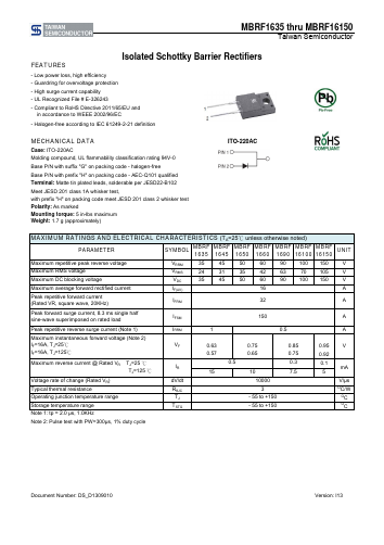 MBRF1690C0G Datasheet PDF TSC Corporation