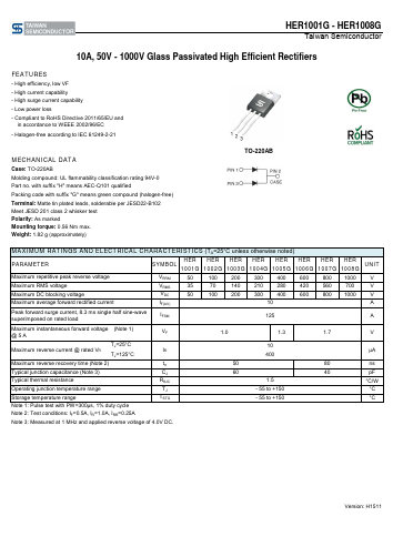 HER1001GHC0G Datasheet PDF TSC Corporation