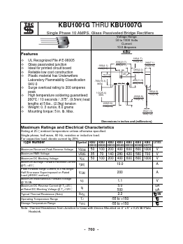 KBU1006G Datasheet PDF TSC Corporation