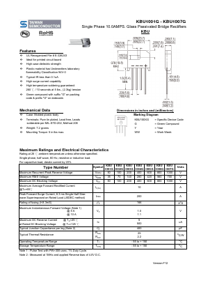 KBU1006G Datasheet PDF TSC Corporation