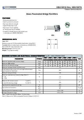 KBU1006G Datasheet PDF TSC Corporation