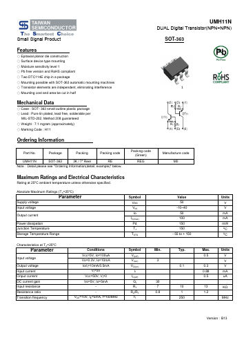 UMH11N Datasheet PDF TSC Corporation