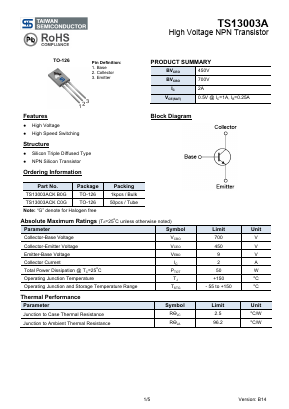 TS13003A Datasheet PDF TSC Corporation