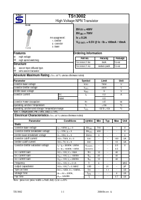 TS13002 Datasheet PDF TSC Corporation