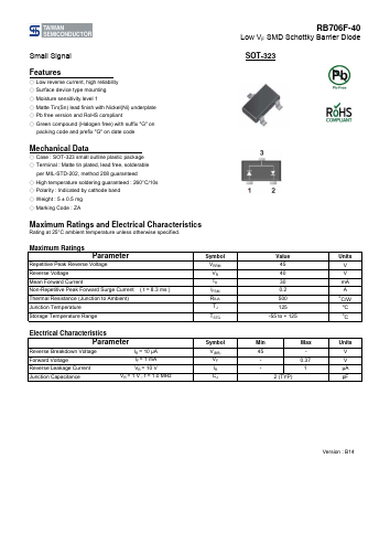 RB706F-40 Datasheet PDF TSC Corporation