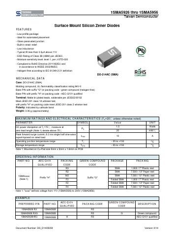 1SMA5945R3 Datasheet PDF TSC Corporation