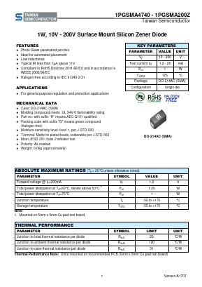 1PGSMA150ZHF4G Datasheet PDF TSC Corporation