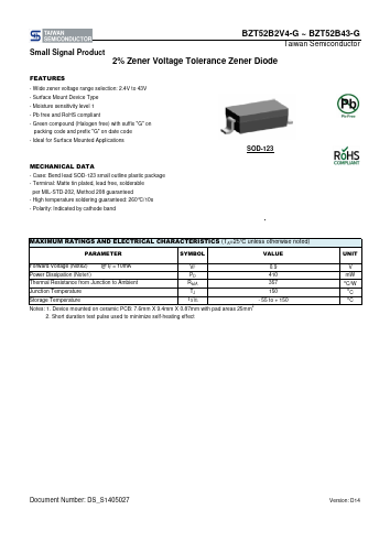 BZT52B2V4-G-N0RBG Datasheet PDF TSC Corporation