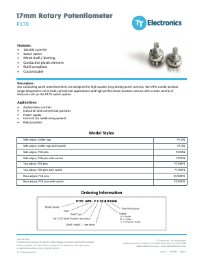 P170NP1 Datasheet PDF TT Electronics.