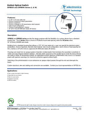 OPB847L55 Datasheet PDF TT Electronics.