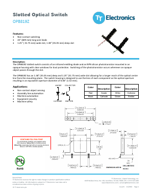 OPB819Z Datasheet PDF TT Electronics.