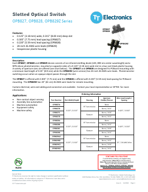 OPB829BZ Datasheet PDF TT Electronics.