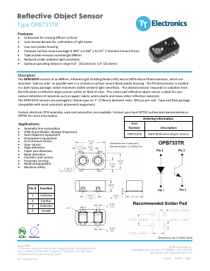 OPB733TR Datasheet PDF TT Electronics.