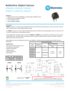 OPB607A Datasheet PDF TT Electronics.