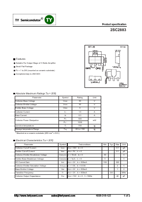 2SC2883 Datasheet PDF TY Semiconductor