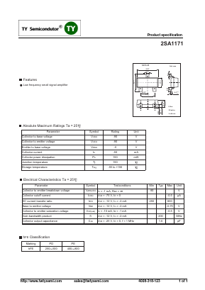 2SA1171 Datasheet PDF TY Semiconductor
