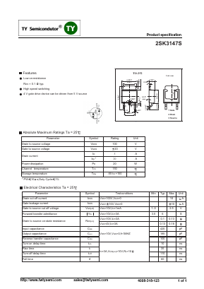 2SK3147S Datasheet PDF TY Semiconductor