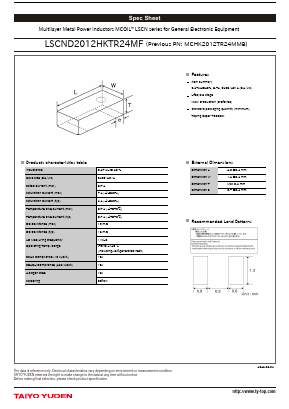 LSCND2012HKTR24MF Datasheet PDF TAIYO YUDEN