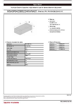 MSASP042SB5224KWNA01 Datasheet PDF TAIYO YUDEN