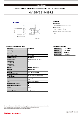 HV-25V821MIE-R5 Datasheet PDF TAIYO YUDEN
