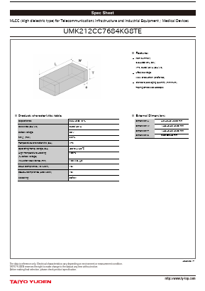 UMK212CC7684KG8TE Datasheet PDF TAIYO YUDEN