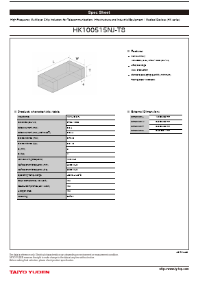 HK100515NJ-T8 Datasheet PDF TAIYO YUDEN