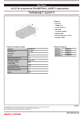 TMR063B7102KP-F Datasheet PDF TAIYO YUDEN