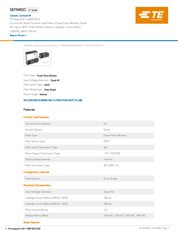 3-6609129-0 Datasheet PDF TE Connectivity