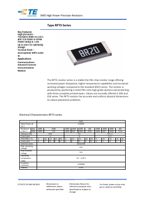 RP73PF1J18R2BTDF Datasheet PDF TE Connectivity