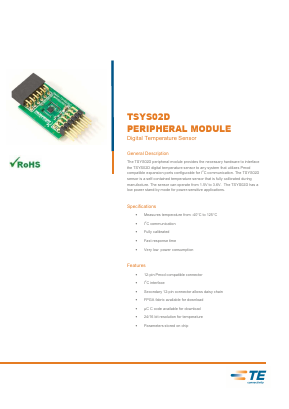 TSYS02D Datasheet PDF TE Connectivity