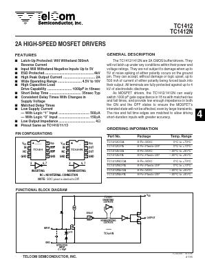 TC1412NCOA Datasheet PDF TelCom Semiconductor Inc => Microchip