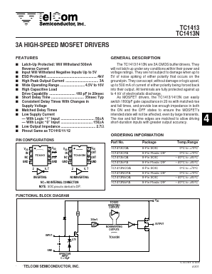 TC1413 Datasheet PDF TelCom Semiconductor Inc => Microchip