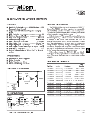 TC4429 Datasheet PDF TelCom Semiconductor Inc => Microchip