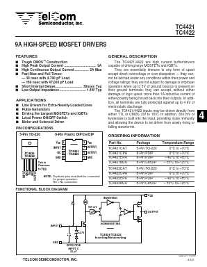 TC4421 Datasheet PDF TelCom Semiconductor Inc => Microchip