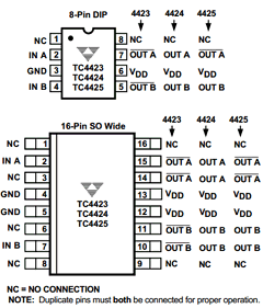 TC4425EPA Datasheet PDF TelCom Semiconductor Inc => Microchip