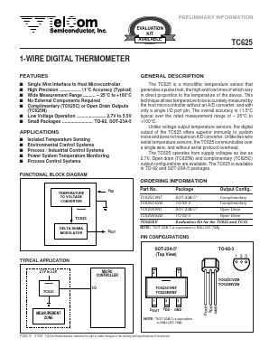 TC625 Datasheet PDF TelCom Semiconductor Inc => Microchip