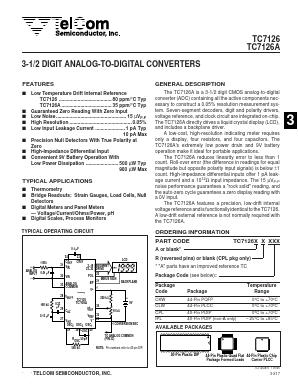 TC7126 Datasheet PDF TelCom Semiconductor Inc => Microchip