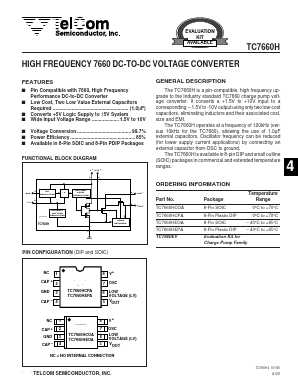 TC7660H Datasheet PDF TelCom Semiconductor Inc => Microchip