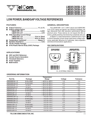 LM385-2.5V Datasheet PDF TelCom Semiconductor Inc => Microchip