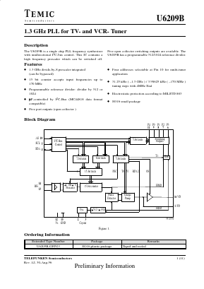 U6209B Datasheet PDF Temic Semiconductors