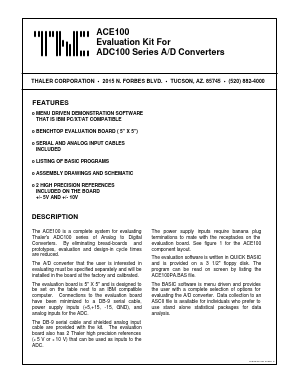 ACE100 Datasheet PDF Thaler Corporation