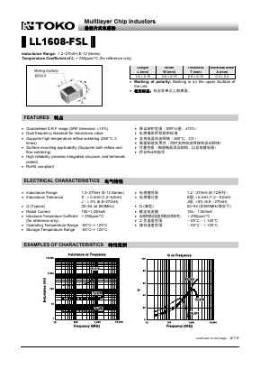 LL1608-FSL3N9S Datasheet PDF Toko America Inc 