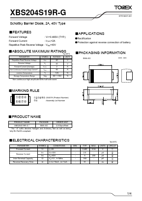 XBS204S19R-G Datasheet PDF TOREX SEMICONDUCTOR